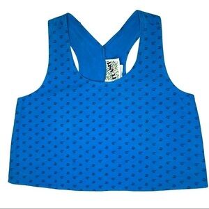 Vintage Crop Boxy Top Racer Back Bright Blue Graphic Tank by Flash Sz M 80’s 90s
